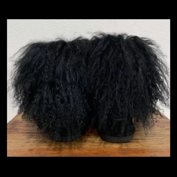 Bearpaw Boo Shaggy Black Bootie Girl Boots 13 - Picture 5 of 12